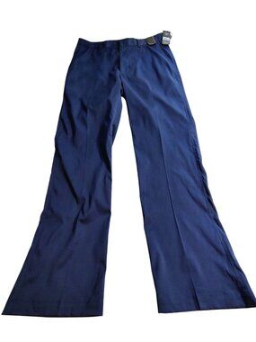 Pebble Beach Mens Navy Blue Dress Pants W34 X L32 Flat FrontButton zip closure